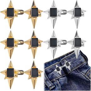 6 Pairs Cute Metal Star Buttons, Pants Waist Tightener, Detachable Adjustable Star Jean Buttons, Pant Waist Tightener Adjuster Waist Smaller for Men and Women Waist Tightener for Dress Shirts