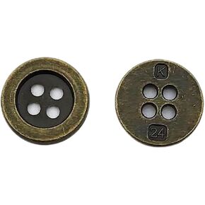 50PC Sewing Metal Buttons 4 Hole Antique Silver Round Vintage Crafts Buttons 10mm