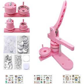 Button Maker Machine Multiple-Sizes, DIY Pin Button Maker Machine Kit with 1+2.25 inch Interchangeable Button-Models&Free 200 Sets of 25+58mm Button Parts&Circle Cutter&Wrench Gadget