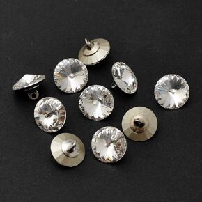 10-pcs 11mm Austria Crystal 1122 Rivoli Button with Shank, SW-1122BT (Crystal)