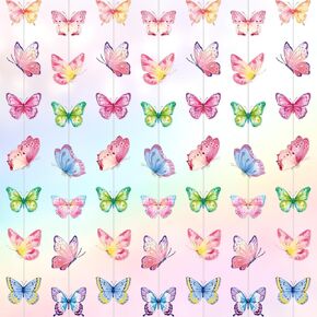 Capoda 8 Pcs Butterfly Birthday Banner Decoration Spring Butterfly Paper Garlands Hanging Ceiling Cutouts Decor for Baby Shower Wedding Birthday Bachelor Party Supplies