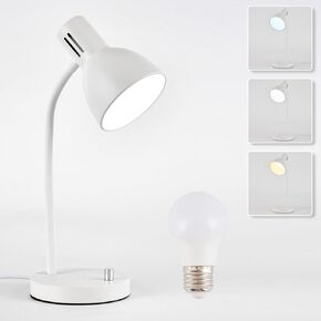 Metal Small Black Desk Lamp,Adjustable Goose Neck Desk Lamps for Home Office Study Room Desks Bedroom Bedside Table Lamp with Free 7W LED Bulb,Eye-Caring Reading Lamps