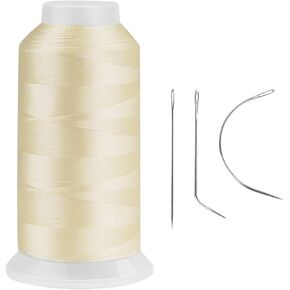 Chrontier Beige Weaving Thread Needles Set Curved(J, C Curl) Straight Shaped Needle Hand Sewing Weaving Set for Wig Making Hair Extensions Weft Weaves Braids