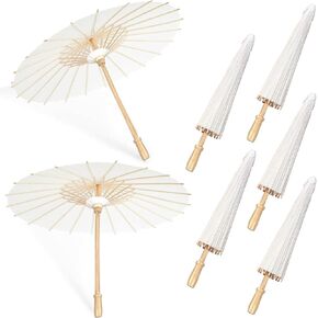 40 PCS 33 Inches White Paper Umbrellas, Oiled Chinese & Japanese Style White Parasols, White Paper Parasols Umbrellas Bulk for DIY Painting, Wedding, Bridal Party, Ceiling Decoration