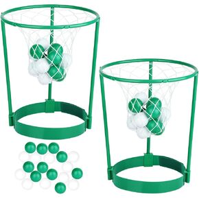 2 Pack Head Hoop Basketball Party Game for Kids and Adults, Adjustable Basket Net Headband with 20 Balls for Carnival Party Birthday Party Family Indoor Outdoor Game