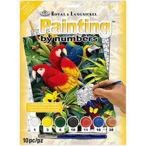 Royal Brush 174398 8.75 by 11.75-Inch Junior Paint by Number Kit, Small, Majestic Macaws