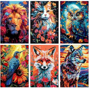 Miscer 6 Pack Paint By Numbers Kit for Bealues ​​Beginner ، Paint Landscape By By Number ، DIY Acrylic Pion Painting مناسبة للديكور المنزلي (8 * 12 بوصة)
