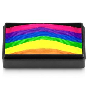 Kraze FX Dome Stroke - Royal Sunset (25 gm), Water Activated, Professional UV Glow Blacklight Reactive Face and Body Painting Rainbow Cakes, Hypoallergenic, Safe, 1-Stroke Split Cake
