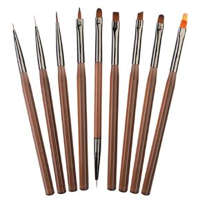 Mifuner Miniature Paint Brushes for Painting, 9Pcs Thin Nail Art Brushes Set, Synthetic Fiber Bristles, Acrylic Handles, Brown