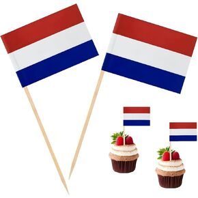 100 Pac Netherlands Flag Flag Dutch Toinpick ، ​​Cocktail Micks Mini Stick Cupcake Topcake Picks Party Decoration احتفال كوكتيل طعام البار.
