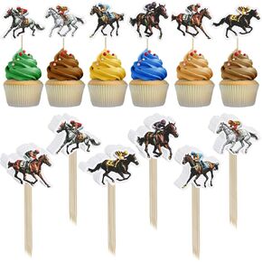 48 Pcs Horse Cupcake Toppers Horse Cake Topper Horse Cupcake Picks Horse Party Favors for Horse Racing Party Equestrian Themed Party Birthday Wedding Decorations Supplies
