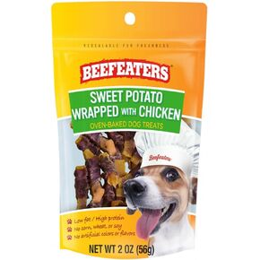 Beefeaters Dog Treats - Sweet Potato Wrapped with Chicken 2oz, Case of 12 | Dog Food No Corn/Wheat/Soy/Gluten | Low Fat, Grain-Free, Training & Rewards | Dog Training Treats for All Dog Sizes