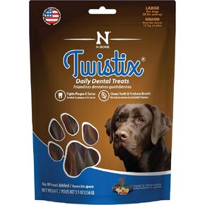 Twistix 5.5-Ounce Dental Chew Treat, Peanut And Carob Flavor, Large