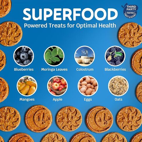 Breakfast & Bedtime Biscuits for Dogs, Pet Wellness Treats, 100% Natural Non-GMO, Made in USA in Saudi Arabia