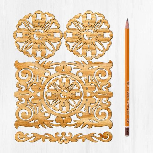 Ajoure Fine Lasercut Embelishments # Art Deco يترك زوايا الزهور الحدود القشرة الخشنة الخشبية الخشبية صورة ظلية للحرف in Kuwait