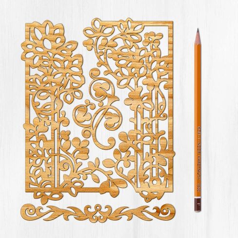 Ajoure Fine Lasercut Embelishments # Art Deco يترك زوايا الزهور الحدود القشرة الخشنة الخشبية الخشبية صورة ظلية للحرف in Kuwait