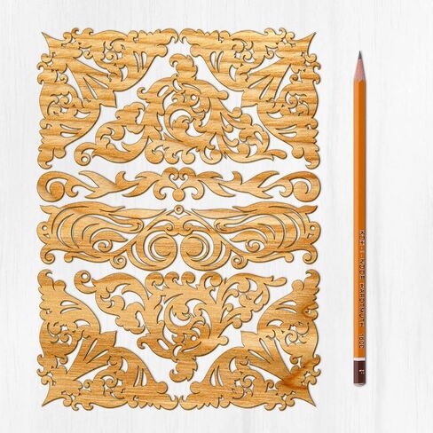 Ajoure Fine Lasercut Embelishments # Art Deco يترك زوايا الزهور الحدود القشرة الخشنة الخشبية الخشبية صورة ظلية للحرف in Kuwait