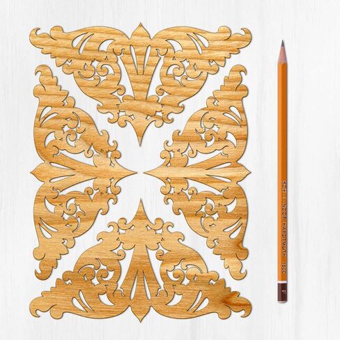 Ajoure Fine Lasercut Embelishments # Art Deco يترك زوايا الزهور الحدود القشرة الخشنة الخشبية الخشبية صورة ظلية للحرف in Kuwait