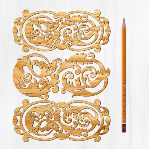 Ajoure Fine Lasercut Embelishments # Art Deco يترك زوايا الزهور الحدود القشرة الخشنة الخشبية الخشبية صورة ظلية للحرف in Kuwait