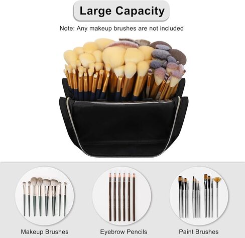 Large Makeup Brush Holder, Portable Stand-up Makeup Brush Organizer Bag, Foldable Makeup Brush Travel Case with Detachable Dividers, Professional Artist Makeup Brush Storage Bag (Brushes Not included) in Saudi Arabia