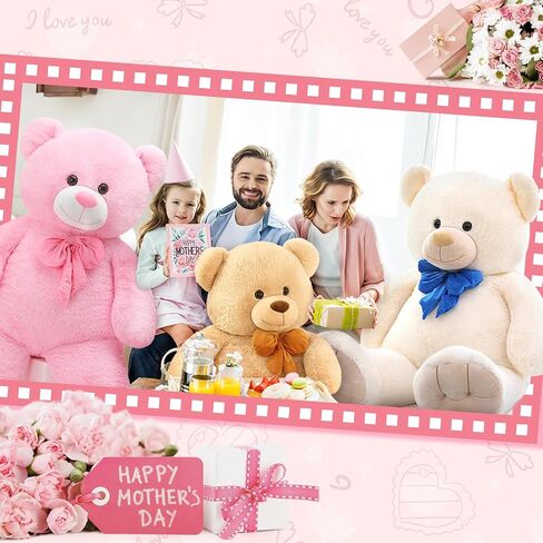 MorisMos Giant Teddy Bear 4 ft Stuffed Animal for Girlfriend,Cuddly Stuffed Big Bear Plush Toy for Valentines,47 inches Big Stuffed Animal Bear Christmas Baby Shower for Boyfriend,Wife,Children in Saudi Arabia