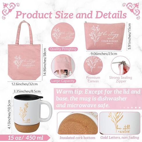 Nuogo 7 Pcs Christian Gifts Aesthetic Coffee Mugs Inspirational Religious Makeup Bag A6 Leather Journal Ballpoint Pens Appreciation Gift for Church Sunday School Women Mom Godmother(Purple) in Saudi Arabia