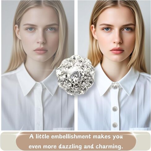 Button Covers 4 Sets Rhinestone Buttons, 10 Pcs 18L 11.5MM 15/32" Sewing Buttons, Silver White Crystal Buttons for Women Men Suitable Sewing DIY and Holiday Decoration Embellishments in Saudi Arabia