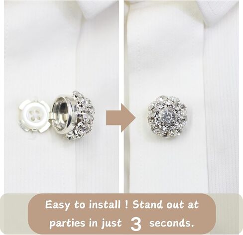 Button Covers 4 Sets Rhinestone Buttons, 10 Pcs 18L 11.5MM 15/32" Sewing Buttons, Silver White Crystal Buttons for Women Men Suitable Sewing DIY and Holiday Decoration Embellishments in Saudi Arabia