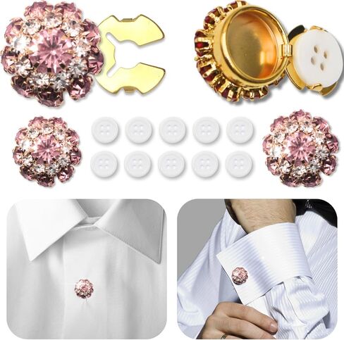 Button Covers 4 Sets Rhinestone Buttons, 10 Pcs 18L 11.5MM 15/32" Sewing Buttons, Silver White Crystal Buttons for Women Men Suitable Sewing DIY and Holiday Decoration Embellishments in Saudi Arabia