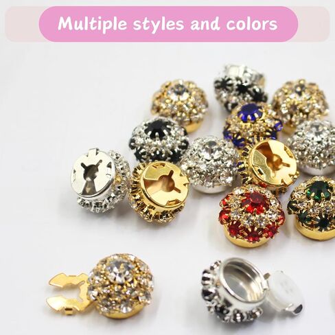 Button Covers 4 Sets Rhinestone Buttons, 10 Pcs 18L 11.5MM 15/32" Sewing Buttons, Silver White Crystal Buttons for Women Men Suitable Sewing DIY and Holiday Decoration Embellishments in Saudi Arabia