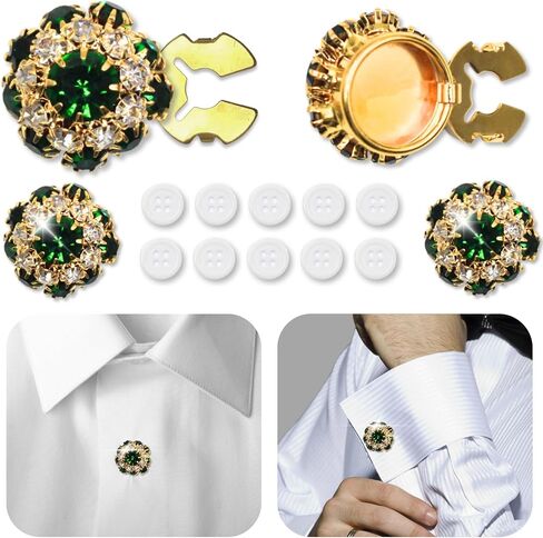 Button Covers 4 Sets Rhinestone Buttons, 10 Pcs 18L 11.5MM 15/32" Sewing Buttons, Silver White Crystal Buttons for Women Men Suitable Sewing DIY and Holiday Decoration Embellishments in Saudi Arabia