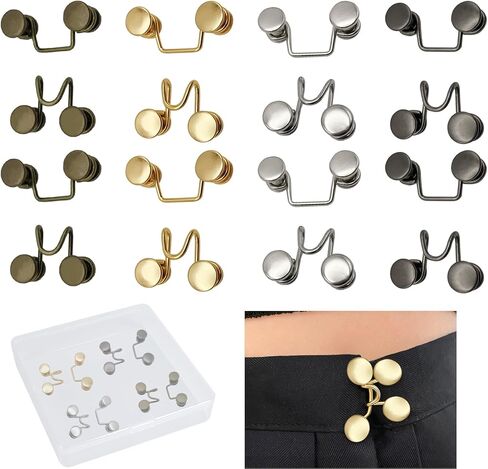 Upgraded Pant Waist Tightener with Comfortable Low Inside Bulge, 8 Set 4 Colors Jeans Button Tightener, Button Adjuster Button Pins for Jeans, Adjustable Jean Buttons for Loose Jeans in Saudi Arabia