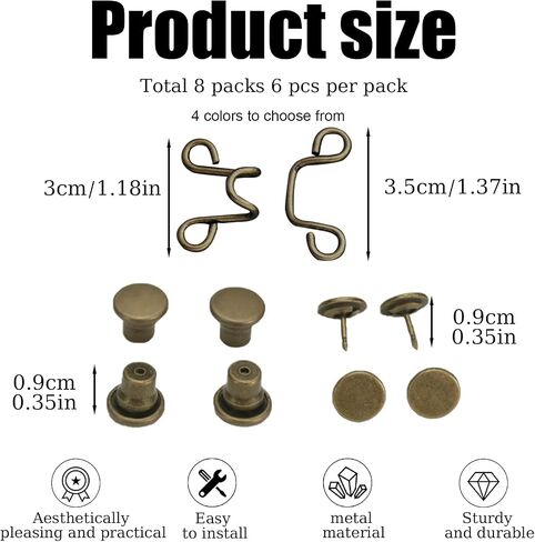 Upgraded Pant Waist Tightener with Comfortable Low Inside Bulge, 8 Set 4 Colors Jeans Button Tightener, Button Adjuster Button Pins for Jeans, Adjustable Jean Buttons for Loose Jeans in Saudi Arabia