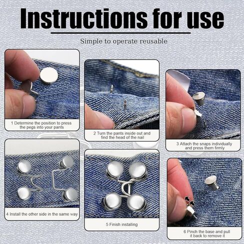 Upgraded Pant Waist Tightener with Comfortable Low Inside Bulge, 8 Set 4 Colors Jeans Button Tightener, Button Adjuster Button Pins for Jeans, Adjustable Jean Buttons for Loose Jeans in Saudi Arabia
