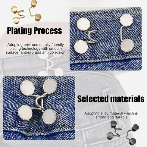 Upgraded Pant Waist Tightener with Comfortable Low Inside Bulge, 8 Set 4 Colors Jeans Button Tightener, Button Adjuster Button Pins for Jeans, Adjustable Jean Buttons for Loose Jeans in Saudi Arabia