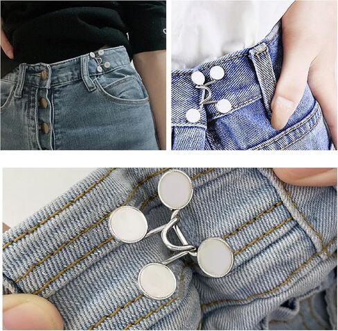 Upgraded Pant Waist Tightener with Comfortable Low Inside Bulge, 8 Set 4 Colors Jeans Button Tightener, Button Adjuster Button Pins for Jeans, Adjustable Jean Buttons for Loose Jeans in Saudi Arabia
