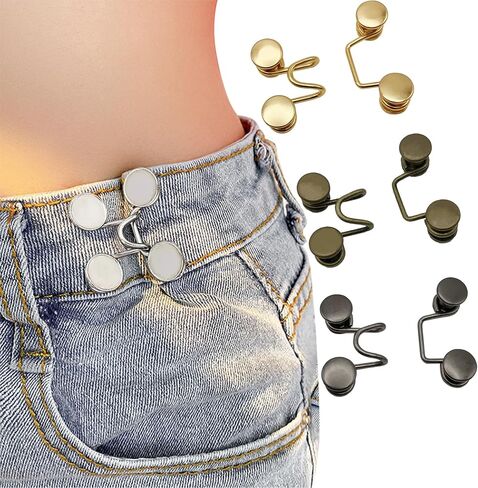 Upgraded Pant Waist Tightener with Comfortable Low Inside Bulge, 8 Set 4 Colors Jeans Button Tightener, Button Adjuster Button Pins for Jeans, Adjustable Jean Buttons for Loose Jeans in Saudi Arabia