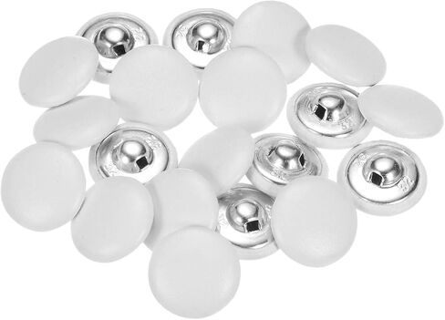 Harfington 20pcs 32l جلود مغطاة زر 20 مم أزرار خياطة الجولة المعدنية لبدلات الزفاف بلوزات الخياطة ، أبيض in Saudi Arabia