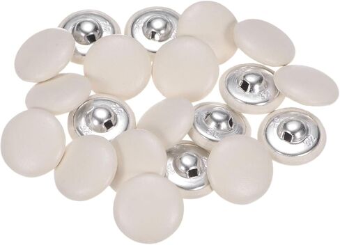 Harfington 20pcs 32l جلود مغطاة زر 20 مم أزرار خياطة الجولة المعدنية لبدلات الزفاف بلوزات الخياطة ، أبيض in Saudi Arabia