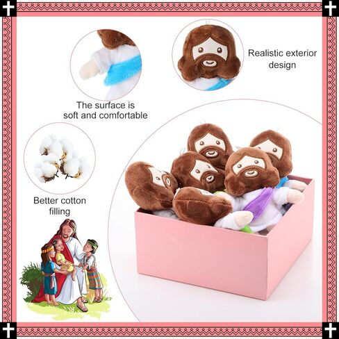 Barydat 6 Pcs 6" My Friends Jesus Plush Toys Christian Gifts Stuffed Jesus Plushie Doll Savior Plush Religious Figure for Kids Adults Christmas Day Baptism Gifts Party Favors(Multicolor) in Kuwait