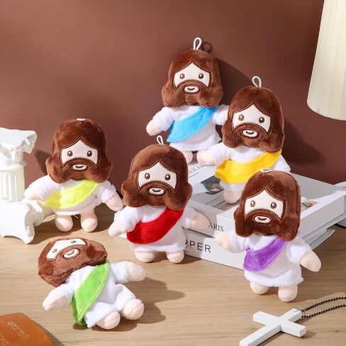 Barydat 6 Pcs 6" My Friends Jesus Plush Toys Christian Gifts Stuffed Jesus Plushie Doll Savior Plush Religious Figure for Kids Adults Christmas Day Baptism Gifts Party Favors(Multicolor) in Kuwait