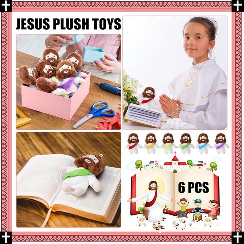 Barydat 6 Pcs 6" My Friends Jesus Plush Toys Christian Gifts Stuffed Jesus Plushie Doll Savior Plush Religious Figure for Kids Adults Christmas Day Baptism Gifts Party Favors(Multicolor) in Kuwait