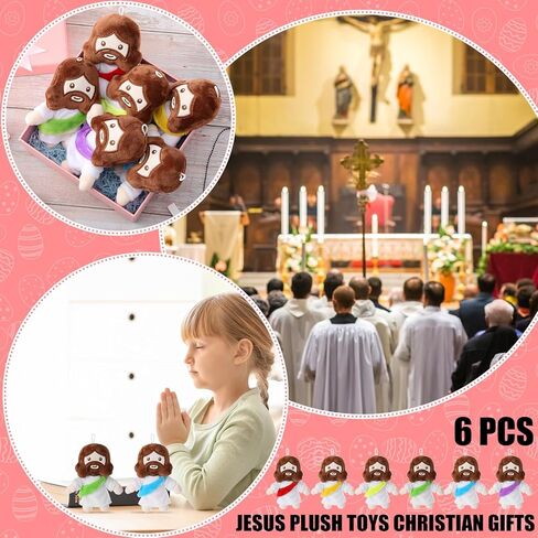 Barydat 6 Pcs 6" My Friends Jesus Plush Toys Christian Gifts Stuffed Jesus Plushie Doll Savior Plush Religious Figure for Kids Adults Christmas Day Baptism Gifts Party Favors(Multicolor) in Kuwait
