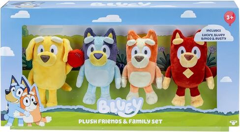 Bluey Plush Friends Set Box ، يشمل ، Bingo ، Lucky and Rusty ، 7.5 "- 8" Plush ، Ages 3+ in Kuwait