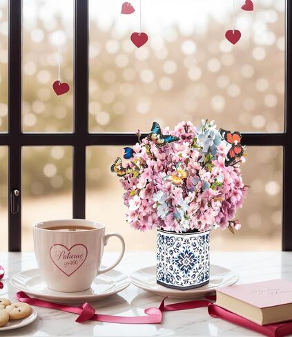 Cherry Blossom 3D Pop Up Card with Butterflies Floral Bouquet with Envelopes and Note Card for Birthdays Mother’s Day Anniversary Valentines Day and Special Occasions for Mom Grandma Wife and Friend in Kuwait