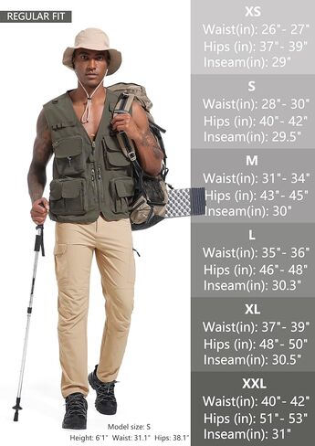 Men's Hiking Cargo Pants Waterproof Lightweight Quick Dry 6 Pockets Stretch Work Fishing Travel Outdoor Pants in Kuwait