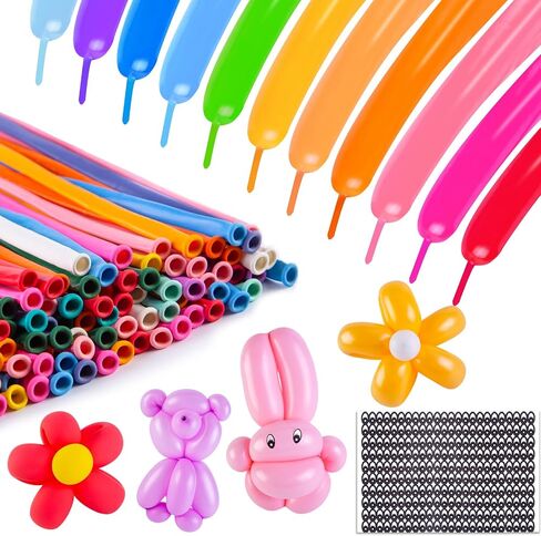 LovesTown 100PCS 260 Long Balloons, Twisting Animal Balloons Assorted Colors Thickening Latex Modeling Magic for Weddings Birthdays Festival Party Decoration in Kuwait