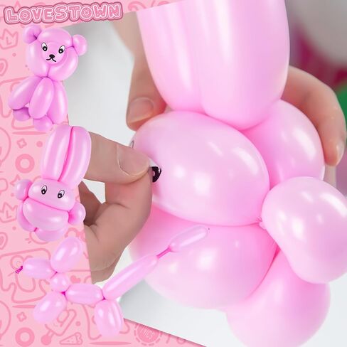 LovesTown 100PCS 260 Long Balloons, Twisting Animal Balloons Assorted Colors Thickening Latex Modeling Magic for Weddings Birthdays Festival Party Decoration in Kuwait