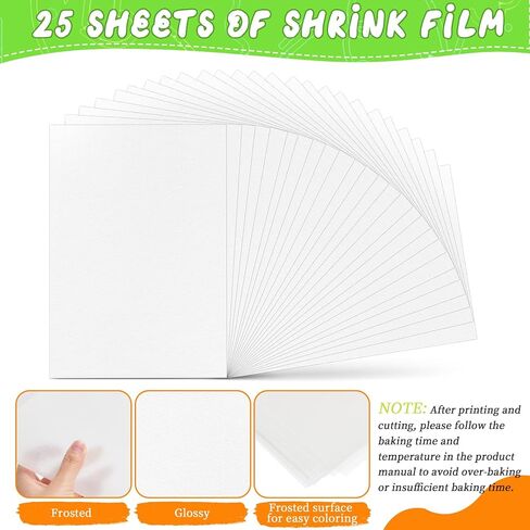 OFNMY Printable Shrinky Dink Sheets,225PCS Shrinky Dink Keychain Kit with 25 Printable Shrink Plastic Sheets 100PCS Keychains and Open Iron Ring for Inkjet Printer Kids DIY Crafts Mothers Day Gifts in Kuwait