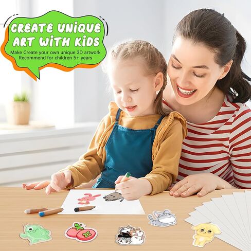 OFNMY Printable Shrinky Dink Sheets,225PCS Shrinky Dink Keychain Kit with 25 Printable Shrink Plastic Sheets 100PCS Keychains and Open Iron Ring for Inkjet Printer Kids DIY Crafts Mothers Day Gifts in Kuwait